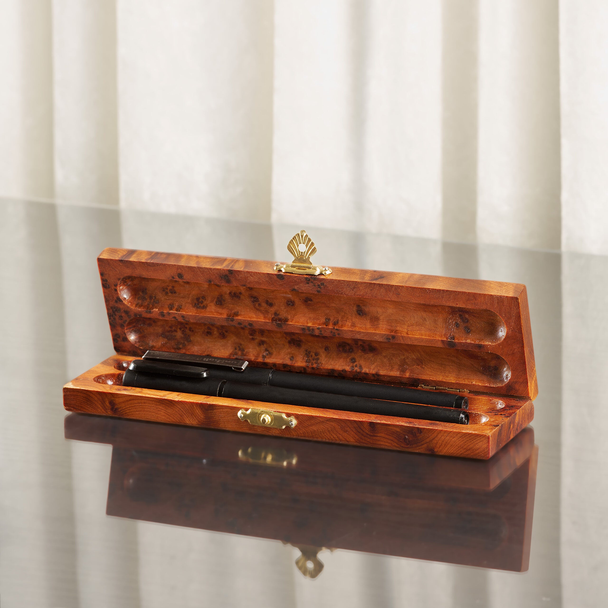 Thuya Wood Burl Pencil Case - 2 Slots