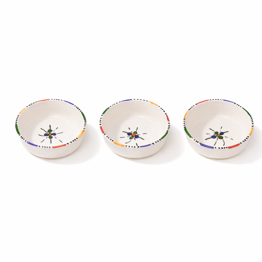 Set of 3 Handmade Ceramic Sauce Dipping Bowls - Collection FES