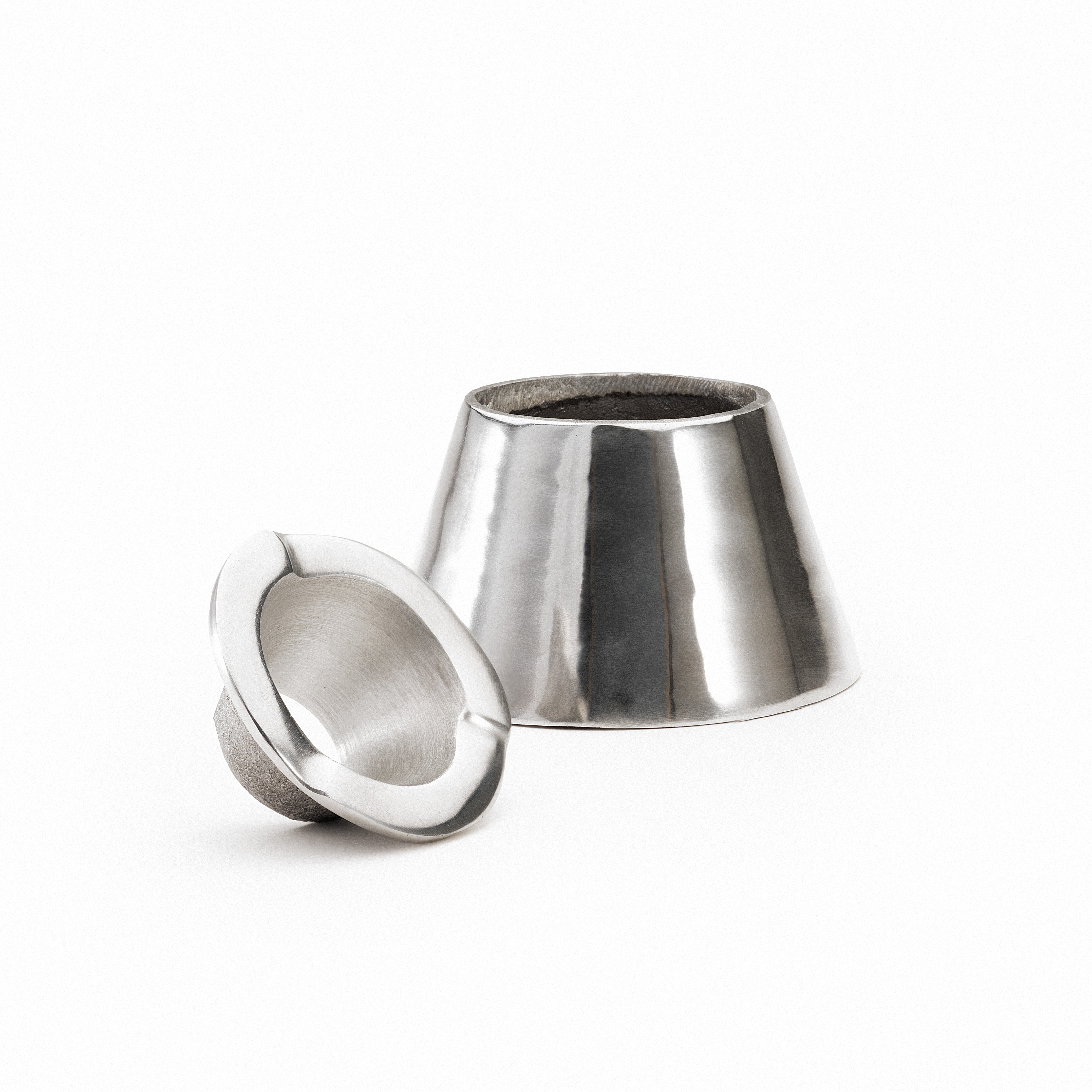Moroccan Hand Hammered Aluminum Ashtray with Lid - Conical Shape