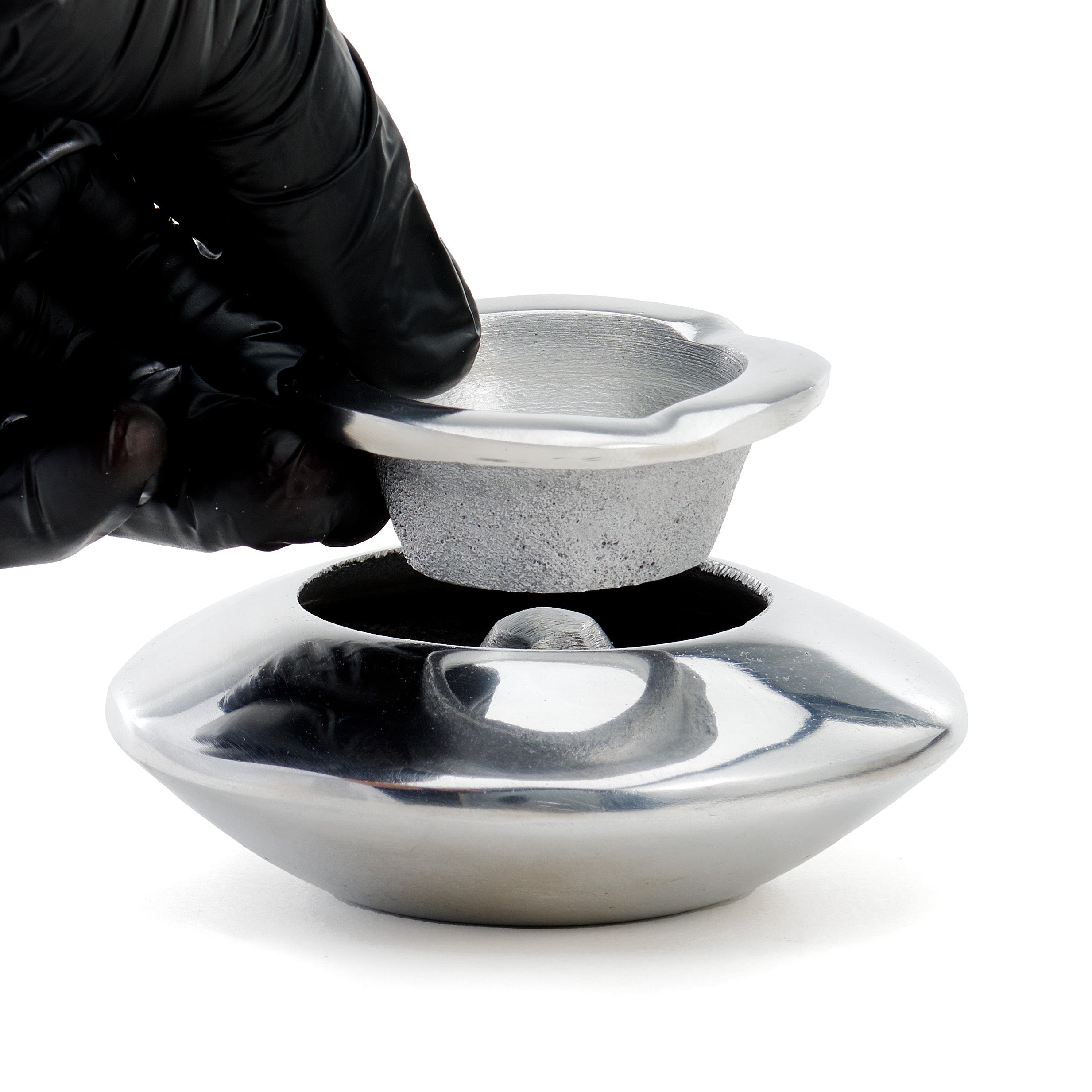 Moroccan Hand Hammered Aluminum Ashtray with Lid - Spheroid