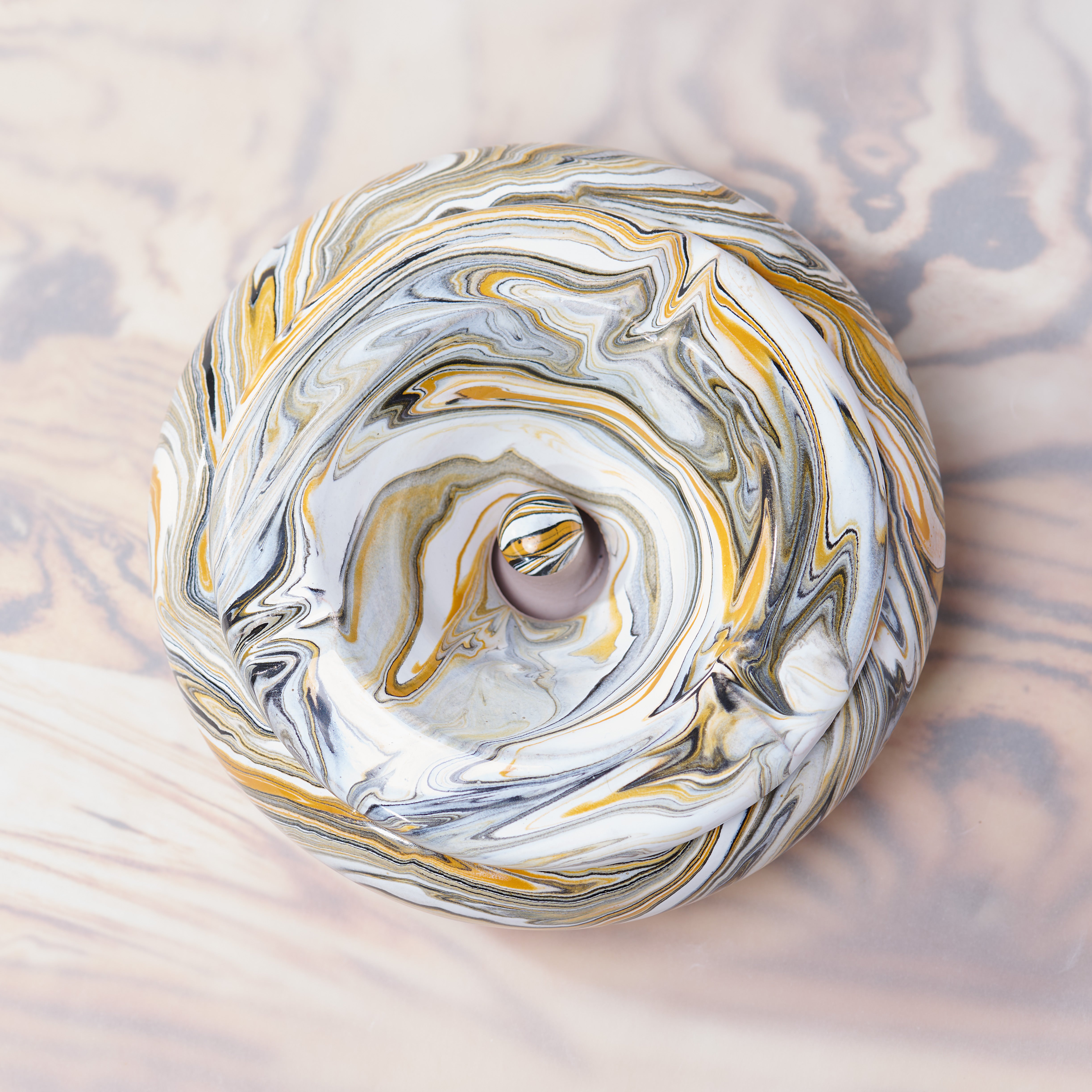 Handmade Swirled Acrylic Painting Ceramic Ashtray