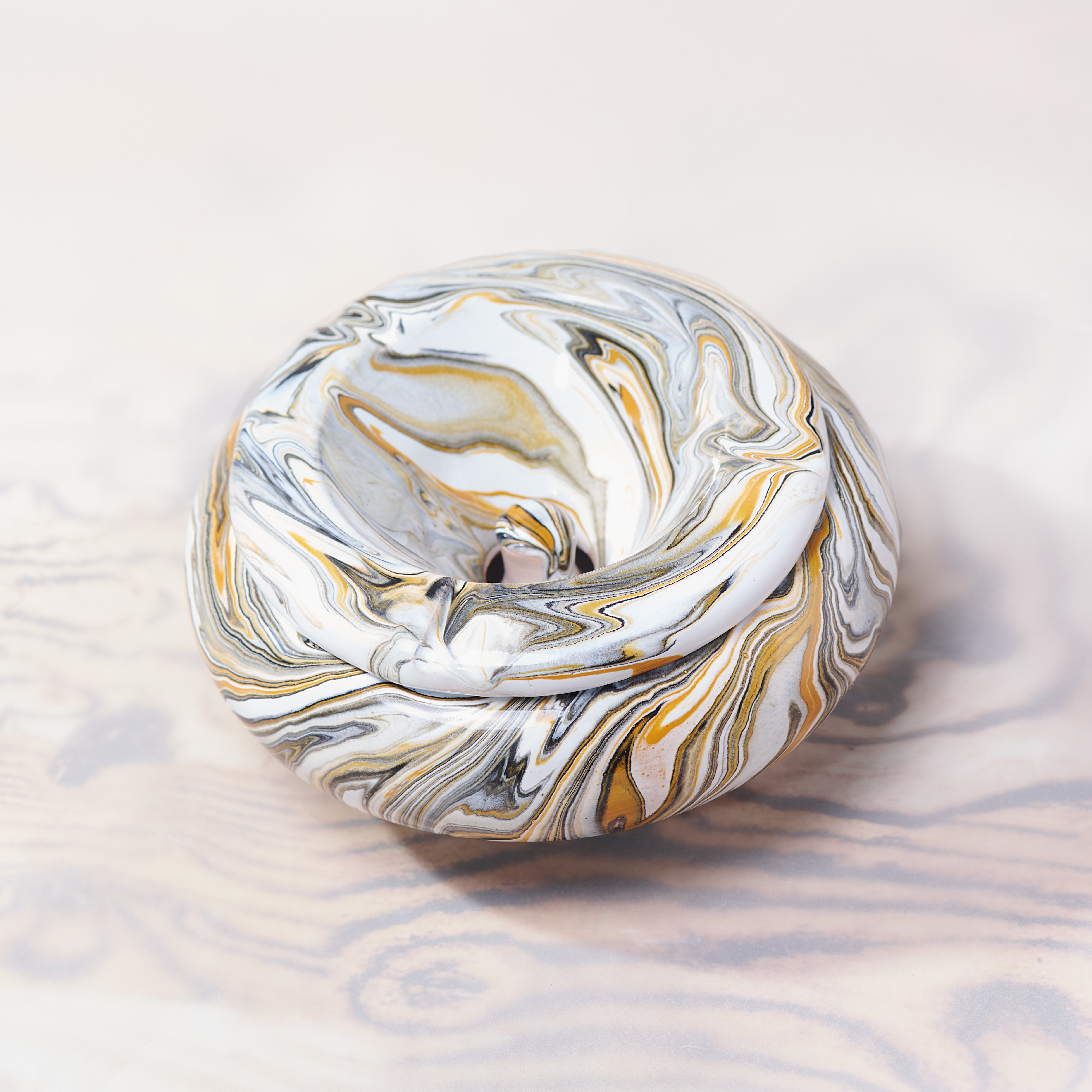 Handmade Swirled Acrylic Painting Ceramic Ashtray