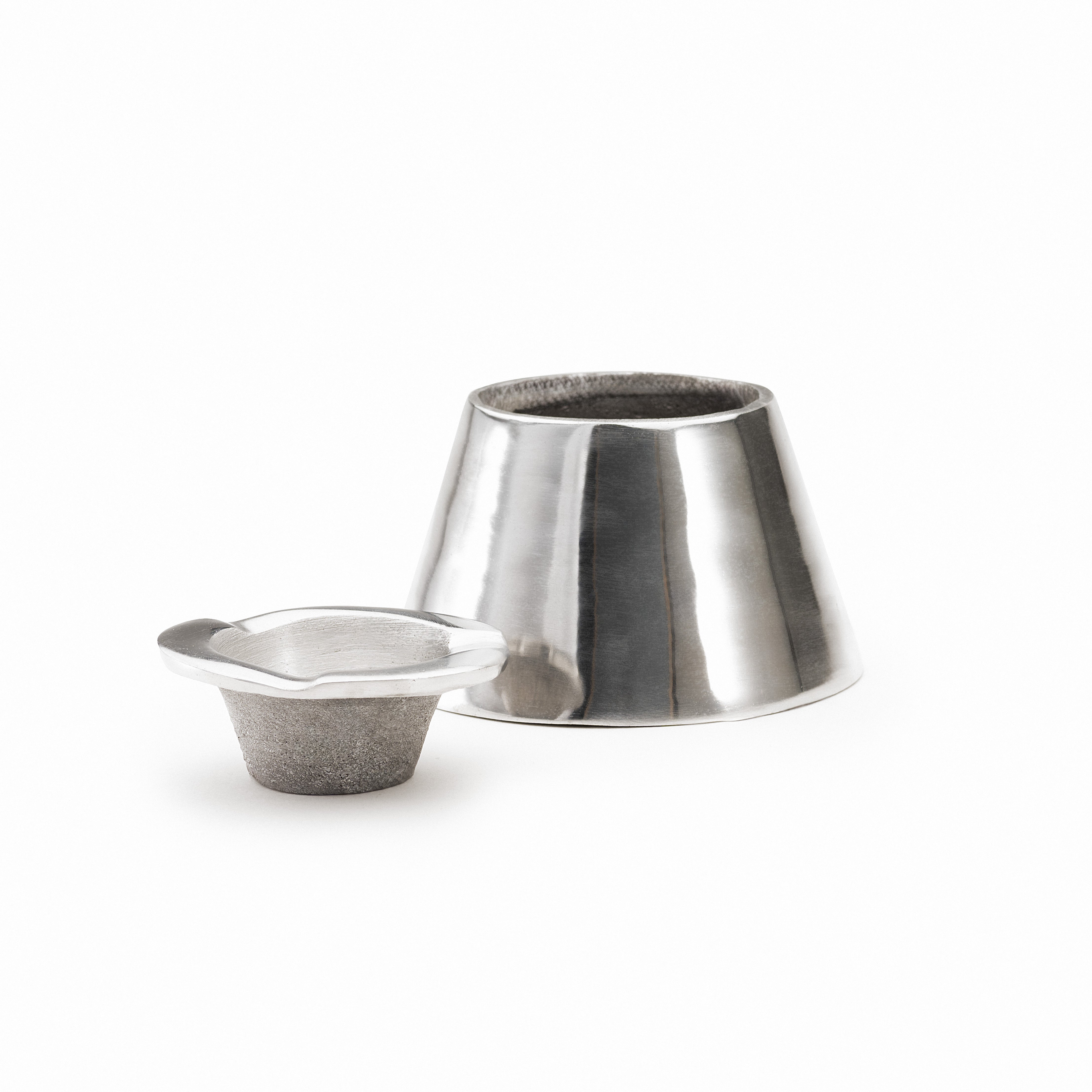 Moroccan Hand Hammered Aluminum Ashtray with Lid - Conical Shape