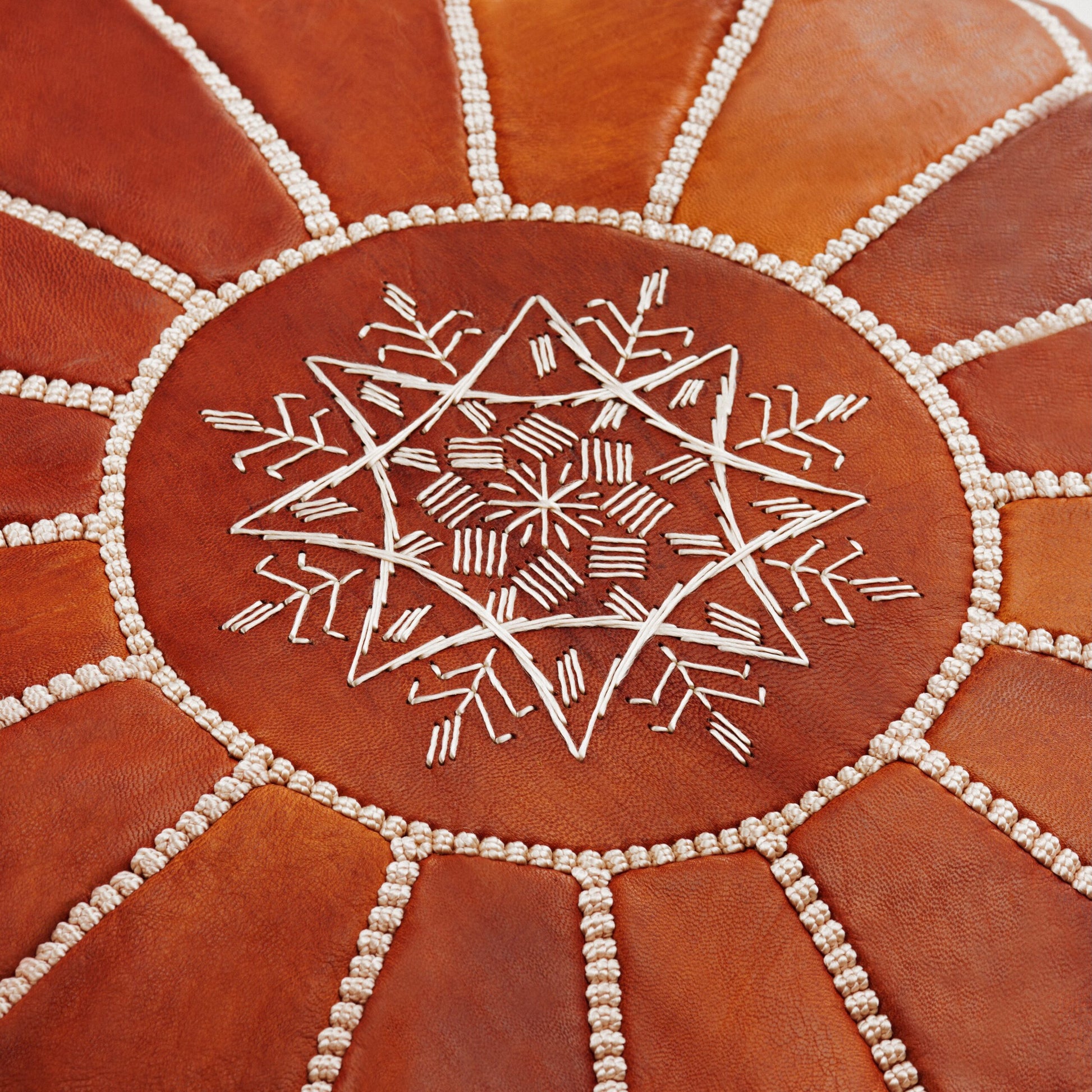 Moroccan Genuine Leather Ottoman