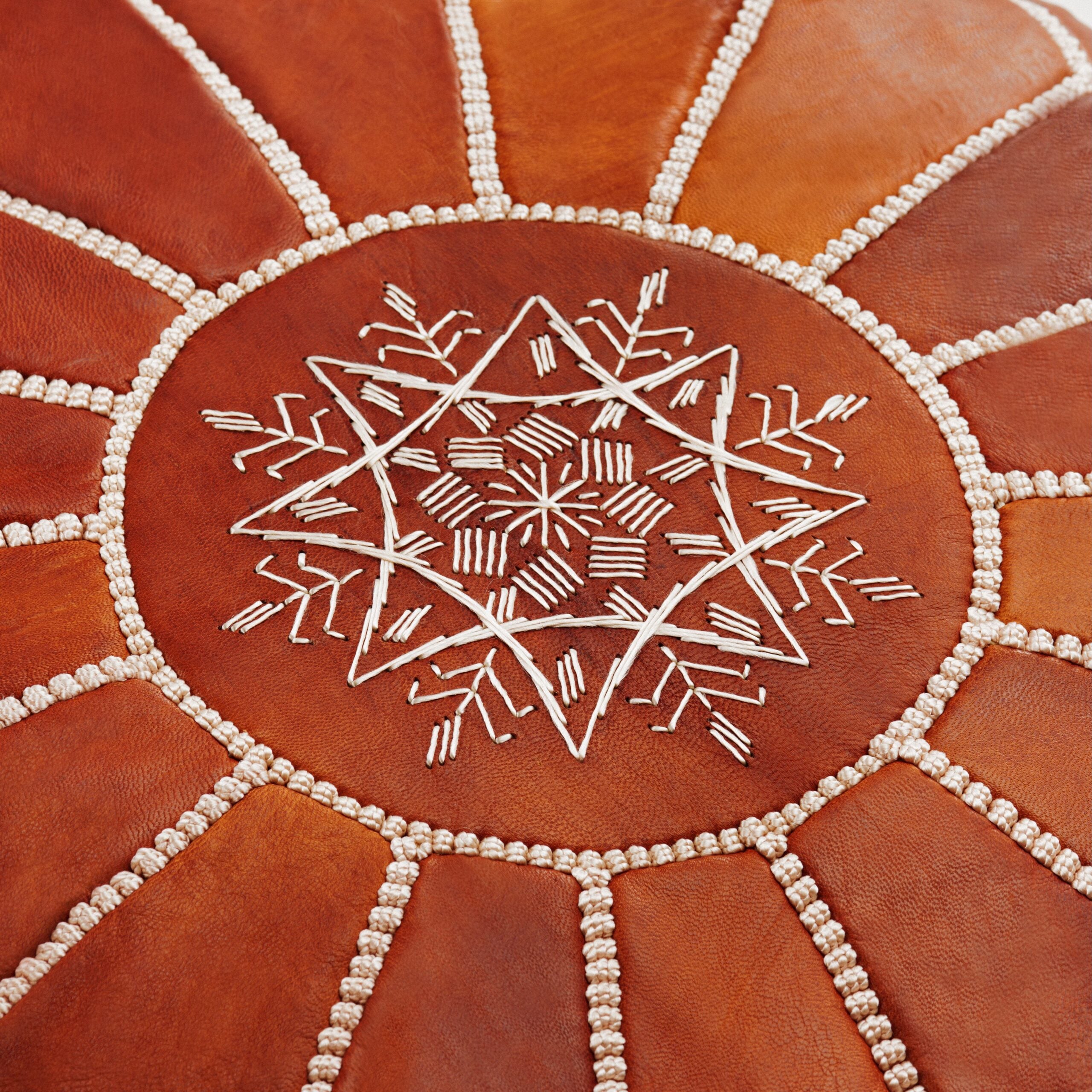 Moroccan Genuine Leather Ottoman