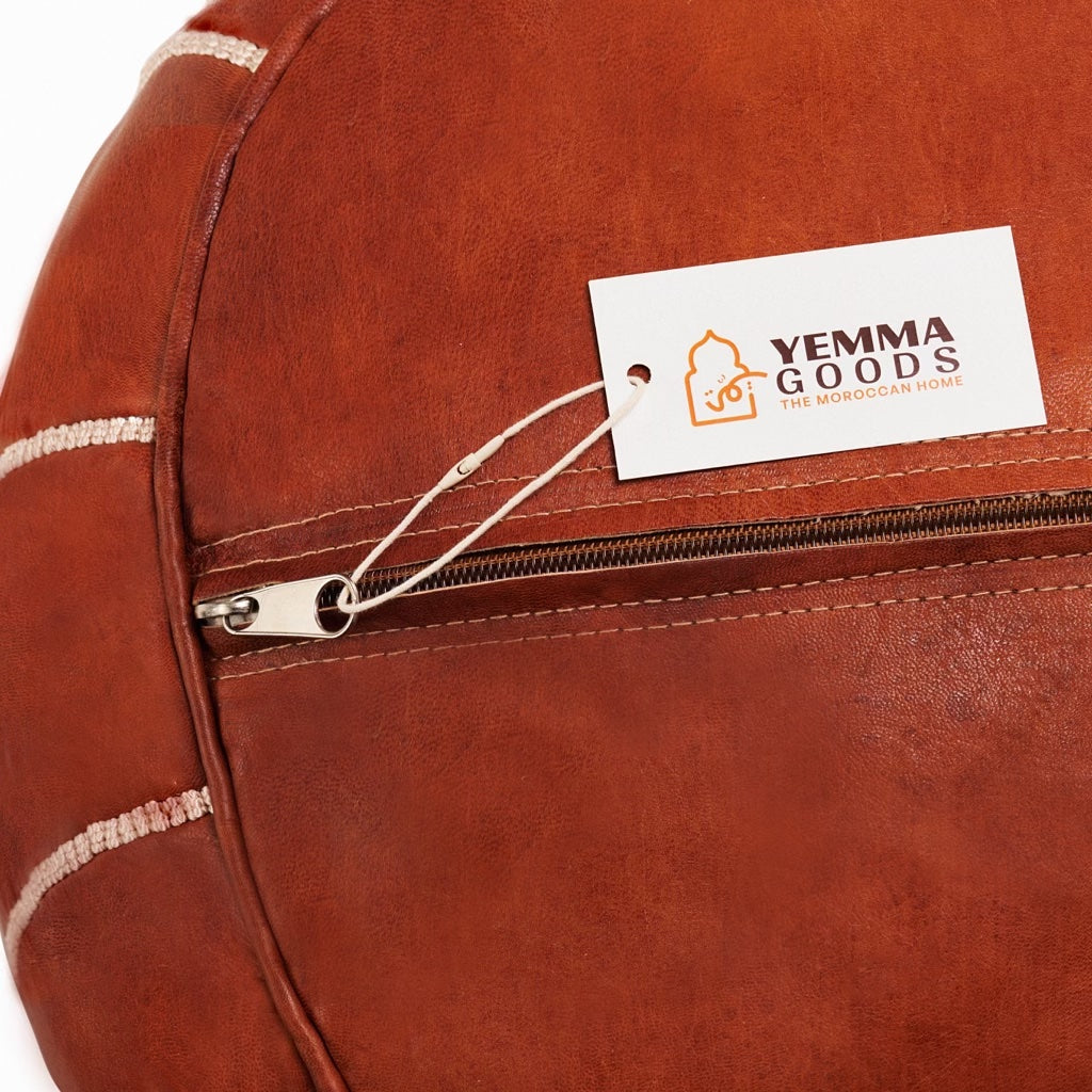 Moroccan Genuine Leather Ottoman