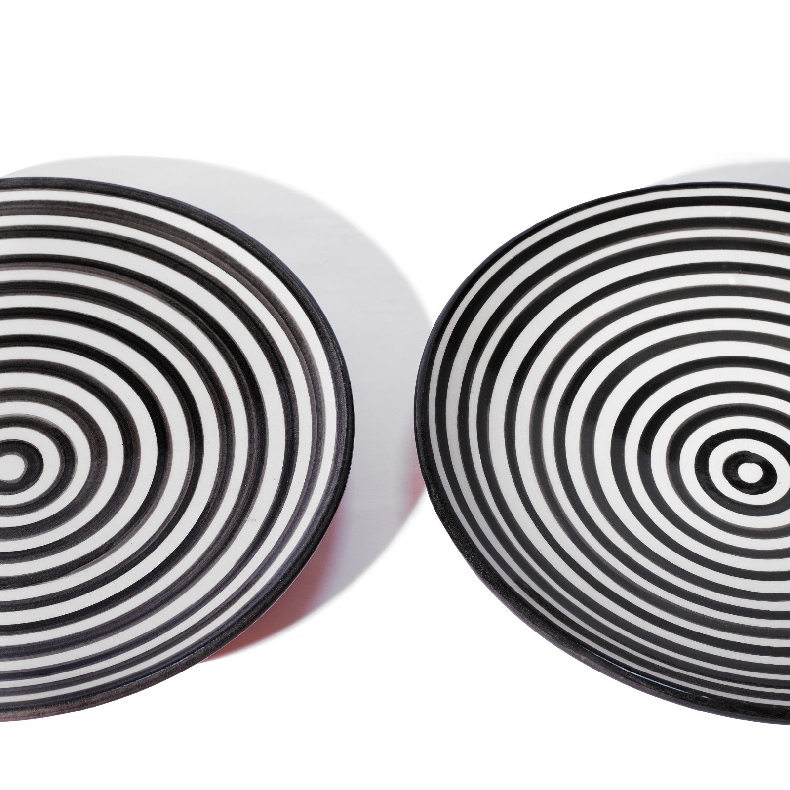Handmade Ceramic Striped Dinner Plates - Set of 4