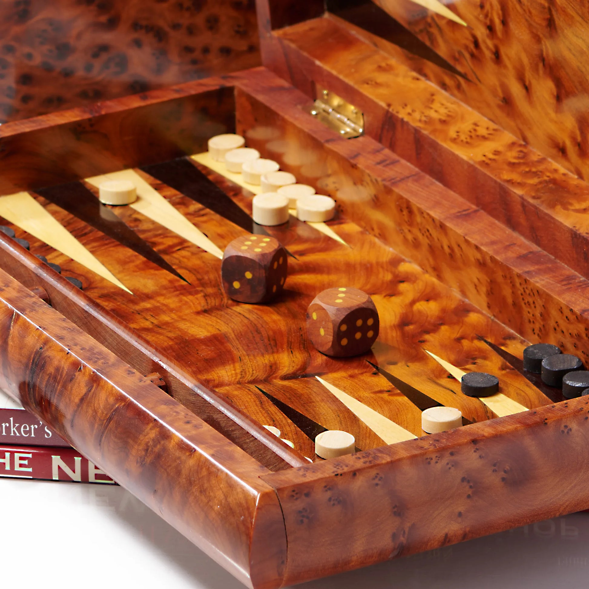 Yemma Goods Thuya Wood Burl Backgammon Game Board