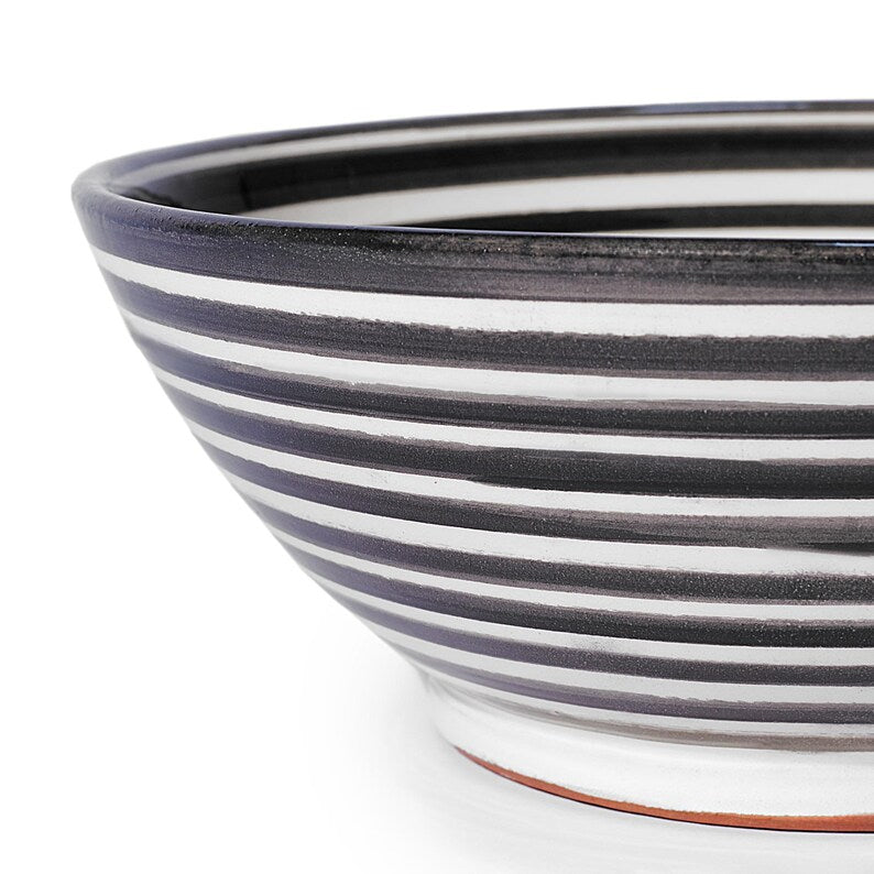 Set of 4 Moroccan Striped Ceramic Salad Bowls