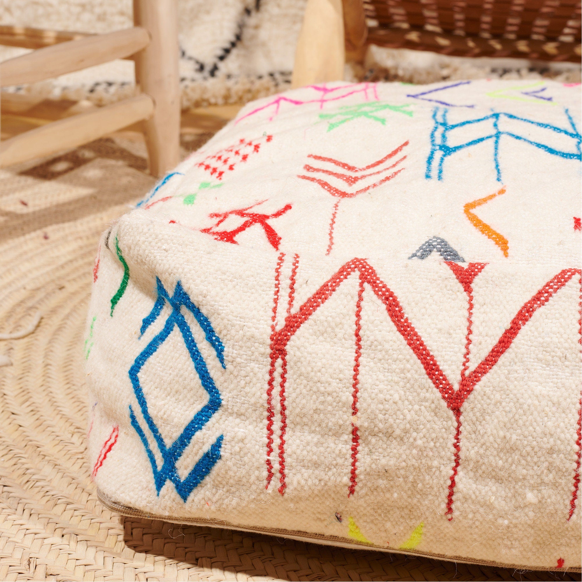 Handmade Beni Ourain Wool Floor Pouf