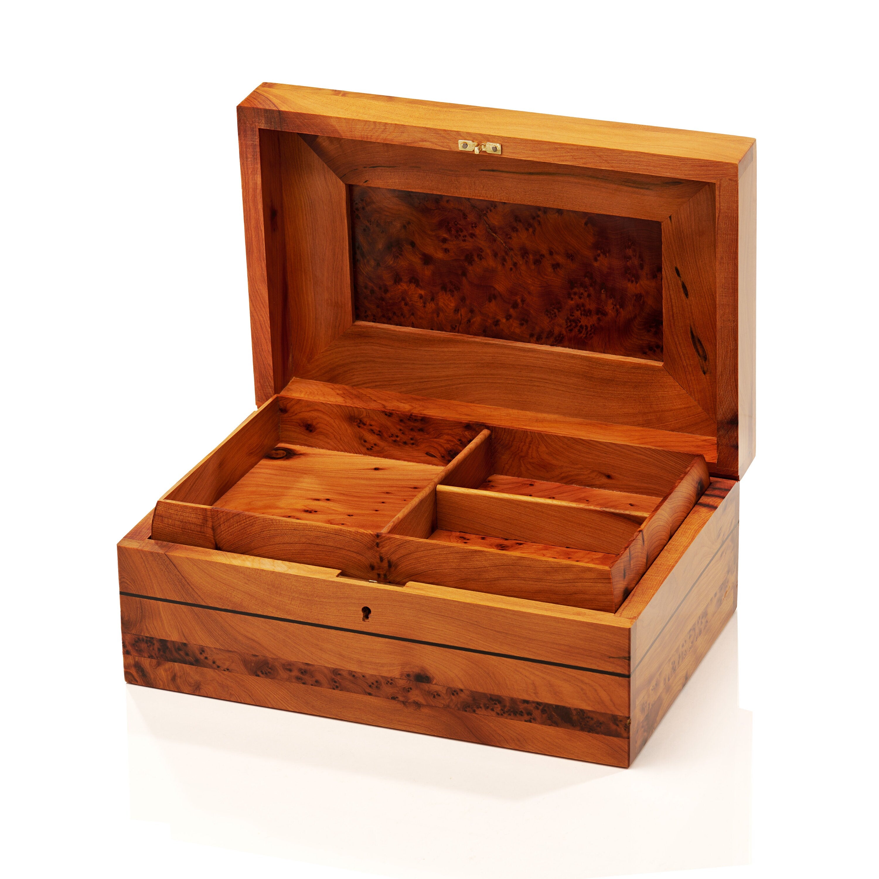 Lockable Thuya Wood Jewelry Box: Moroccan Keepsake Box (12"x8")