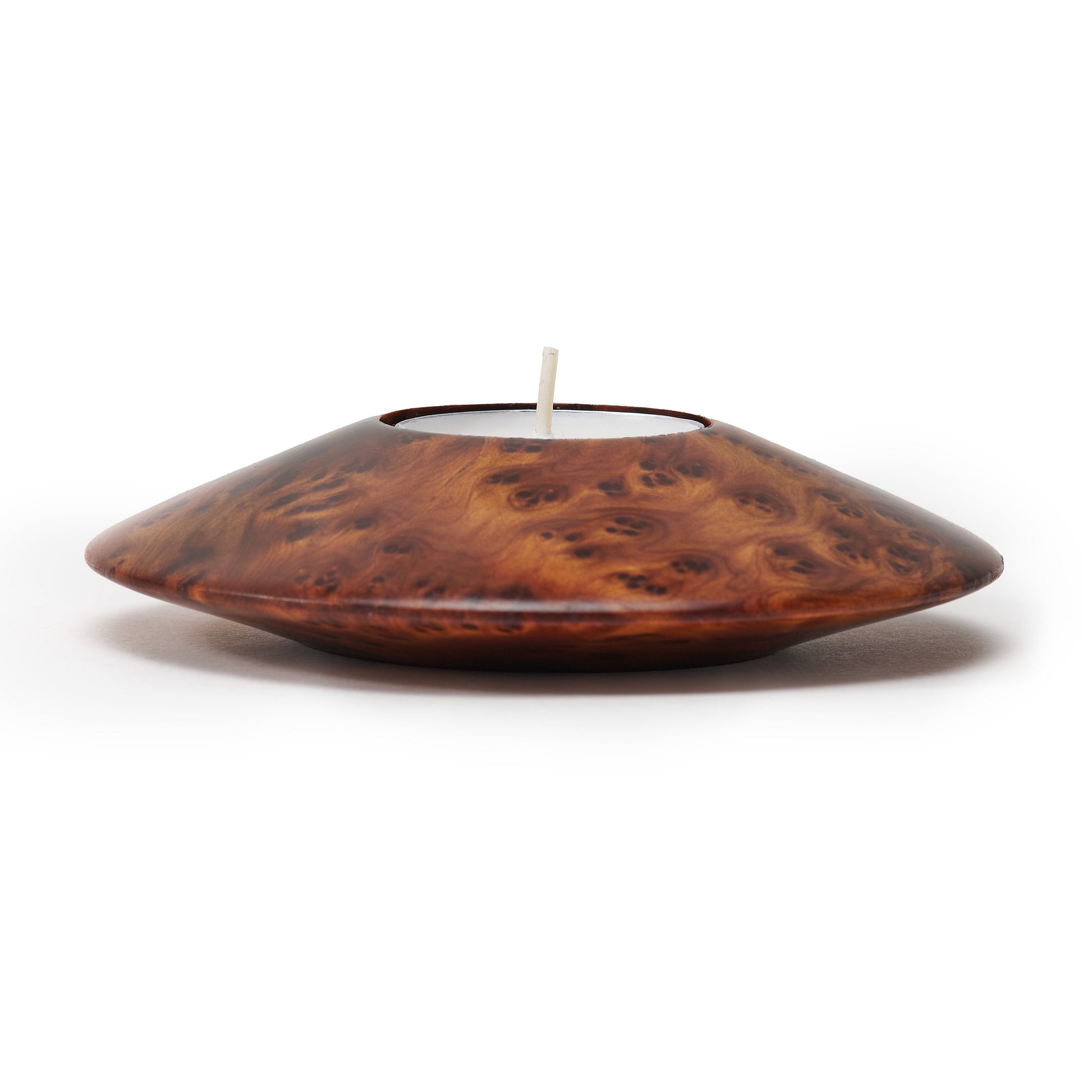 Thuya Wood Burl Tea Light Candle Holders Set of 2