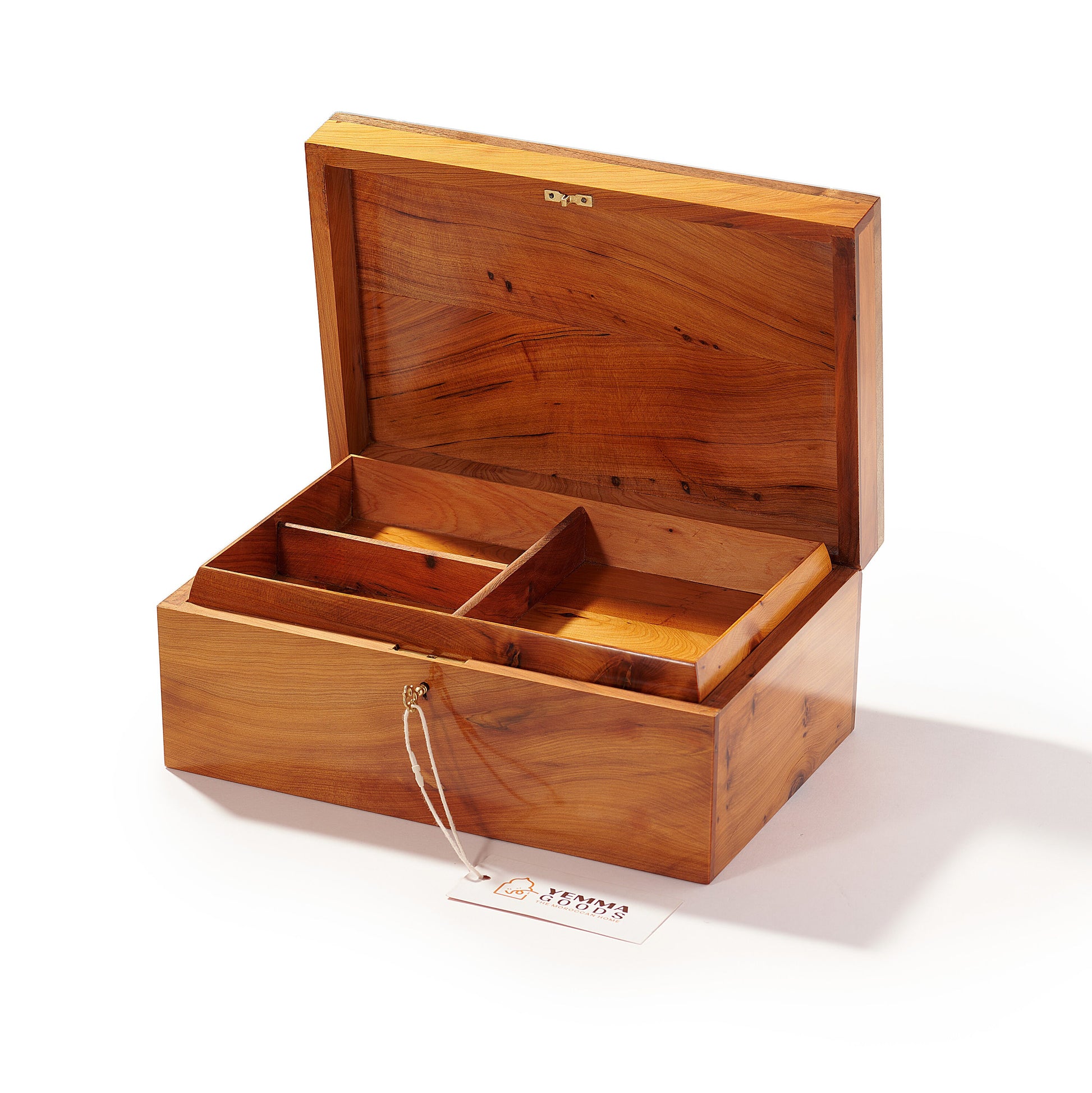 Handmade Moroccan Thuya Wood Jewelry Box: Mother of Pearl Inlay (12x8")