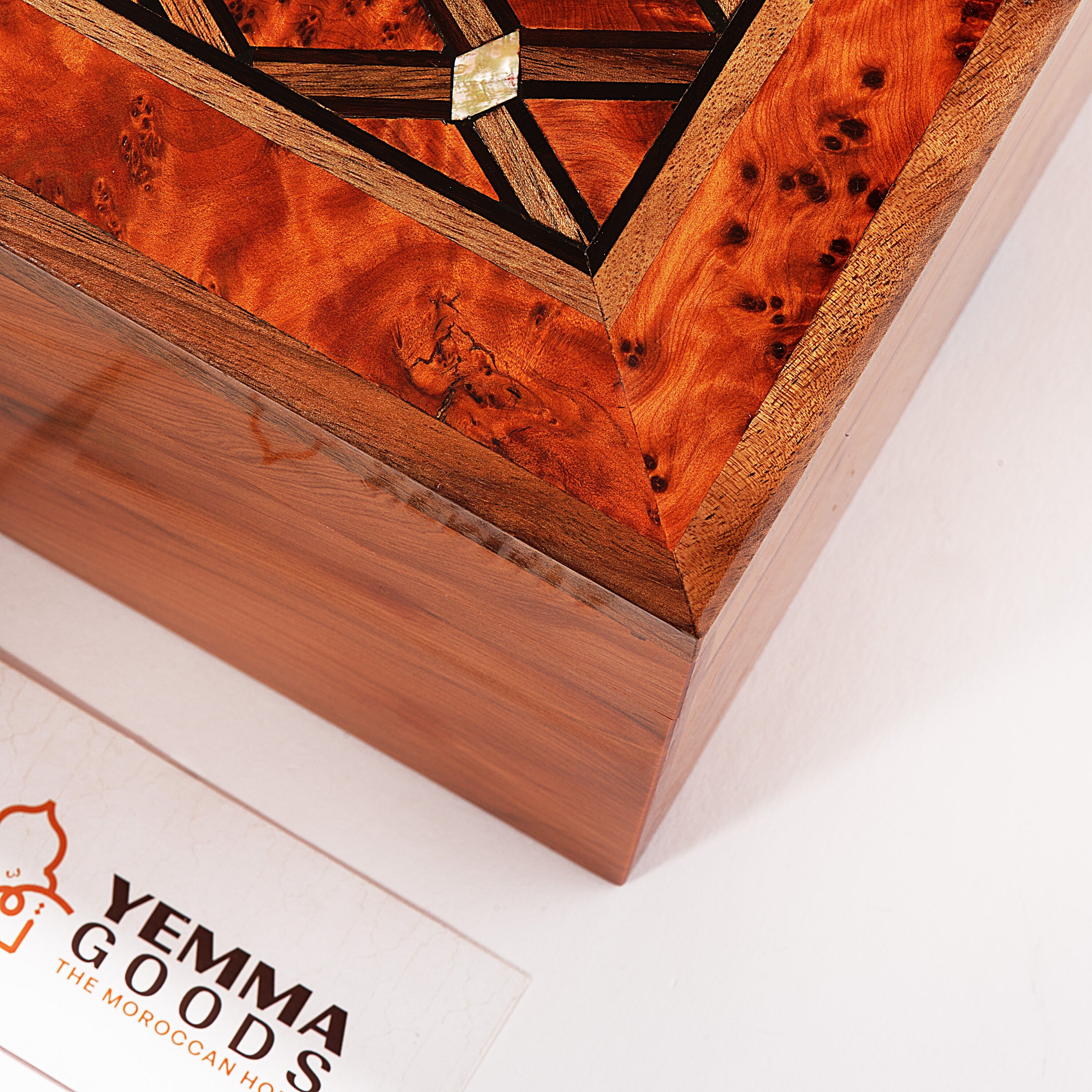 Handmade Moroccan Thuya Wood Jewelry Box: Mother of Pearl Inlay (12x8")