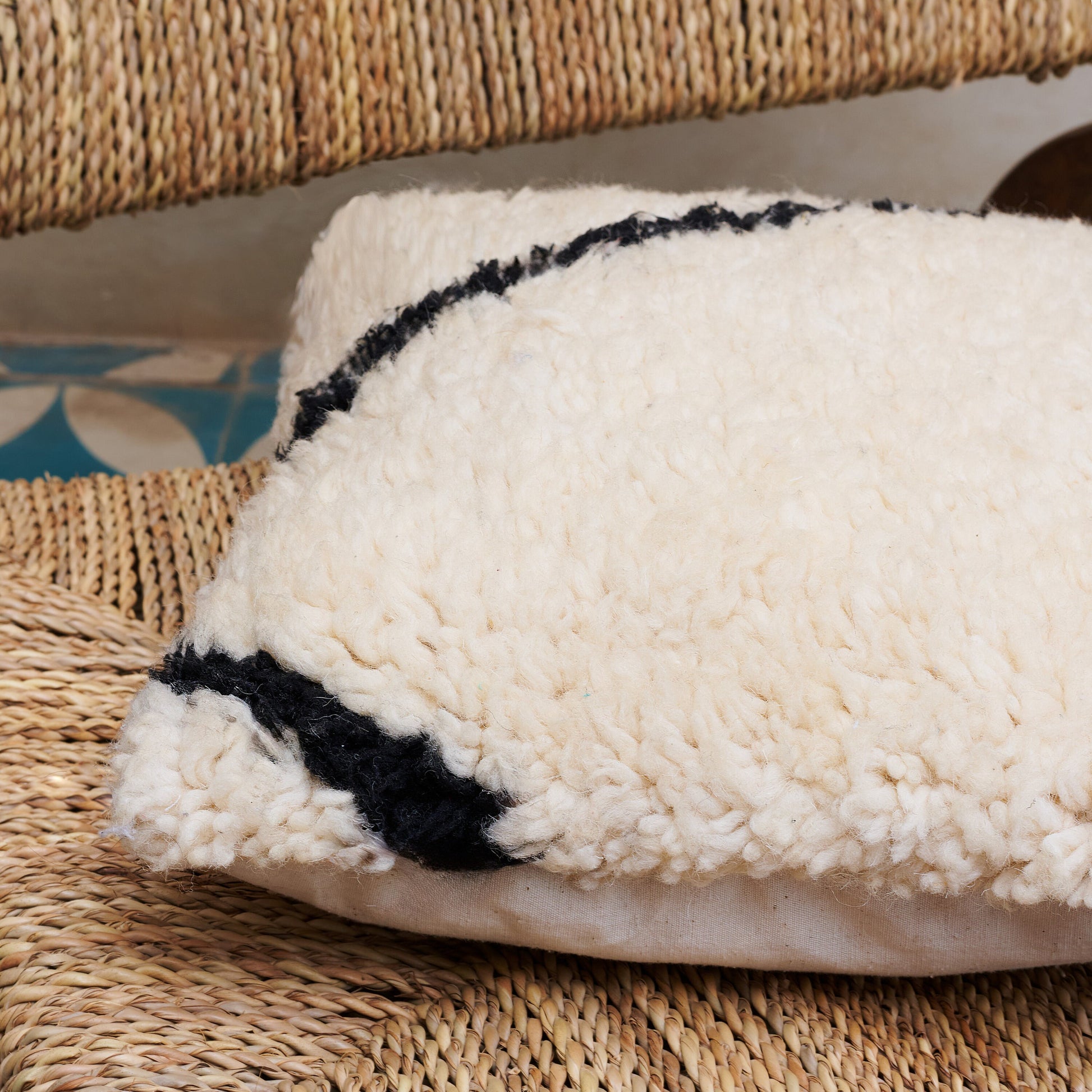 Set of 4 Beni Ouarain Pillow Covers with Black Lines