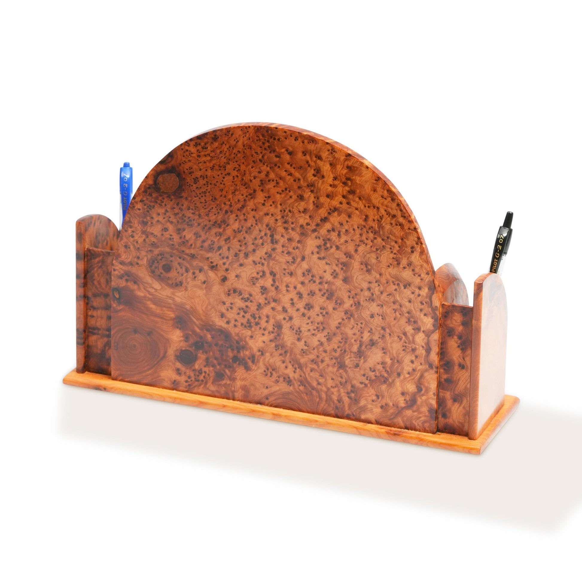 Handcrafted Thuya Burl Desk Organizer with Drawer