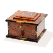 Handcrafted Thuya Wood Burl Jewelry Box: Moroccan Lockable Keepsake