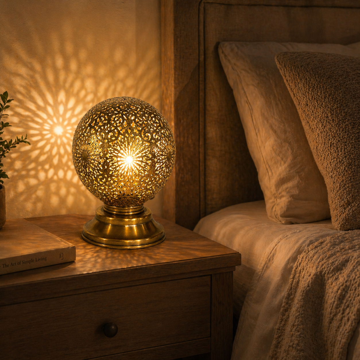 Handmade Brass Ornamented Sphere Lantern BOLA