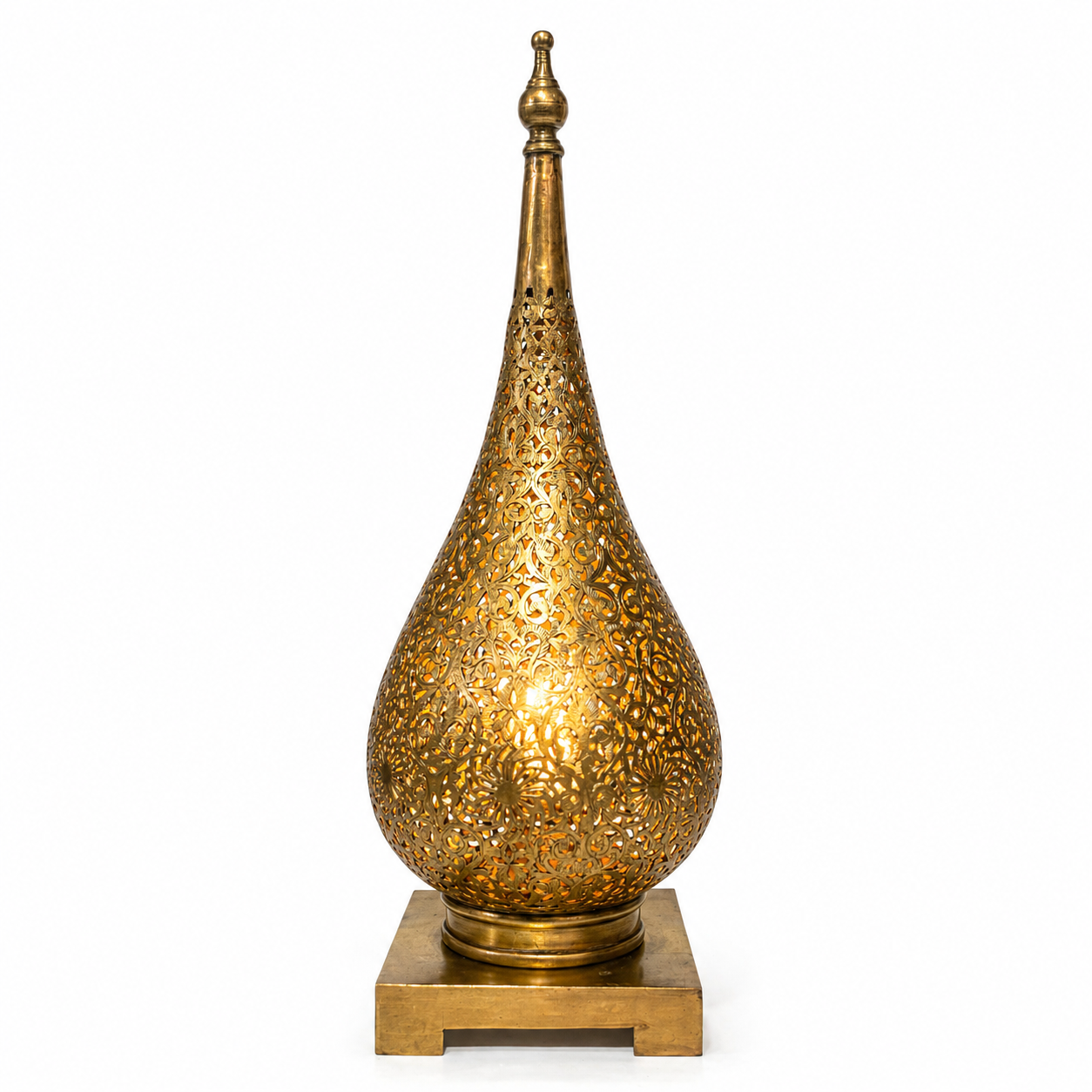 Handmade Moroccan Teardrop Brass Lantern KATRA