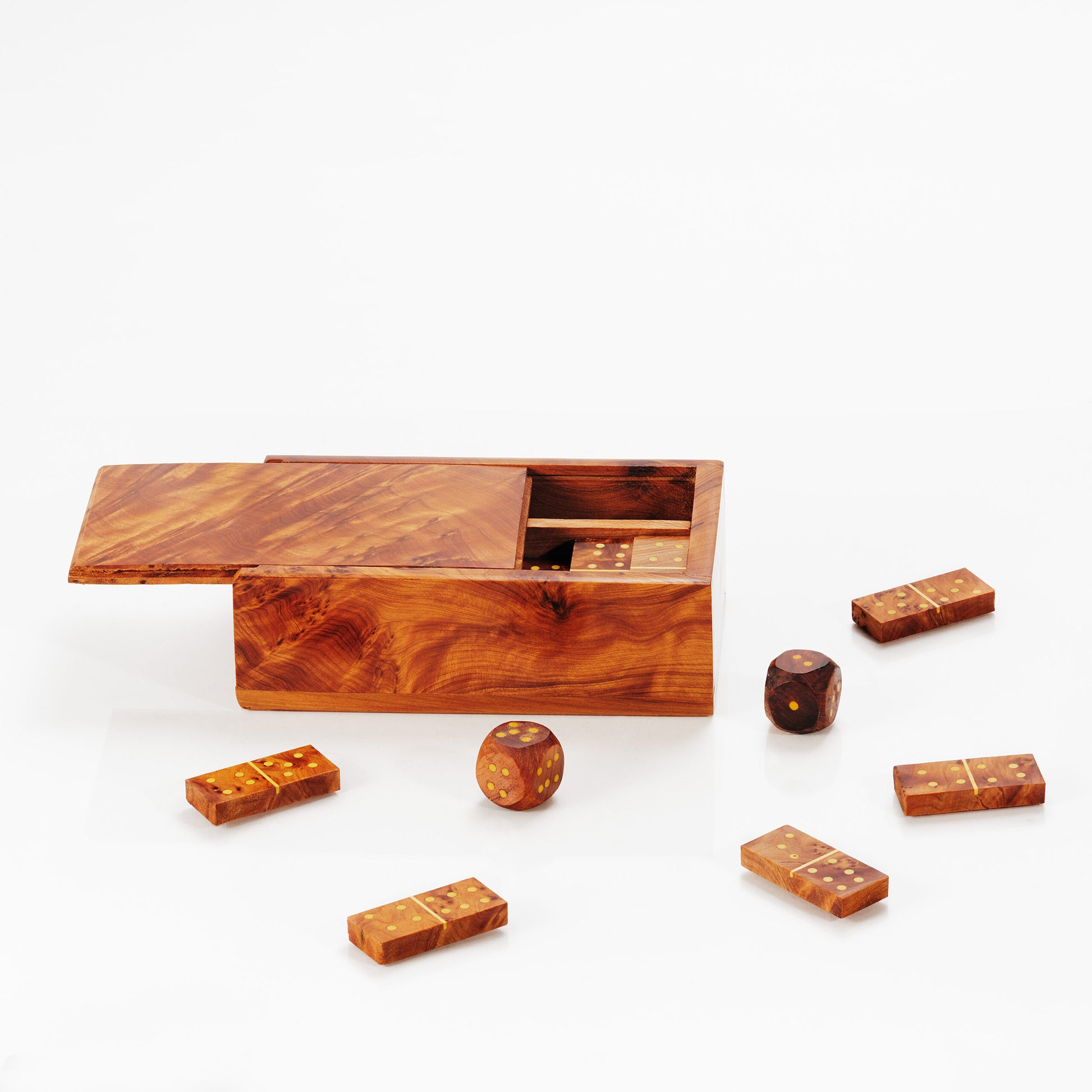 Thuya Wood Domino Set and Dice Box