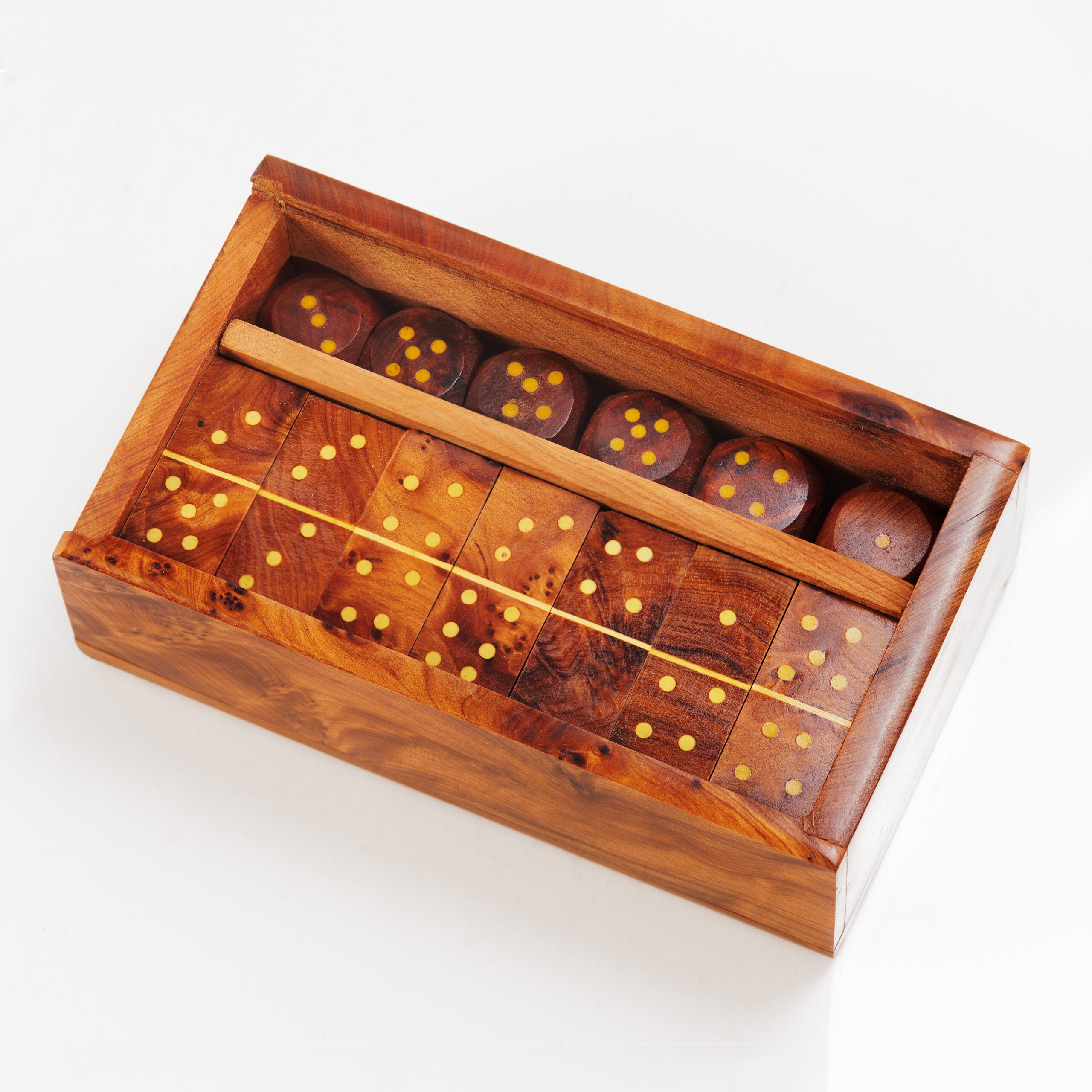Thuya Wood Domino Set and Dice Box
