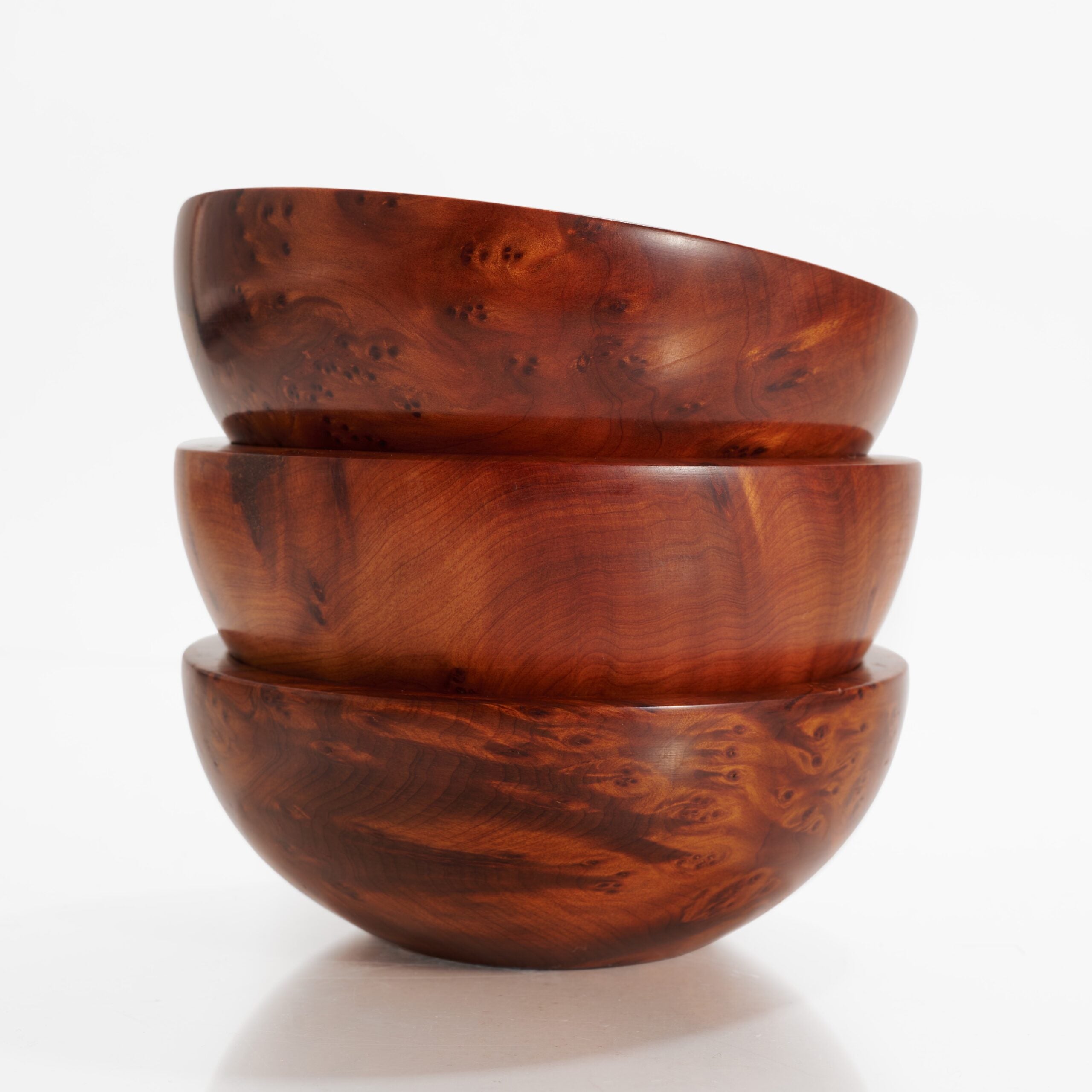 Set of 3 Thuya Wood Burl Bowls