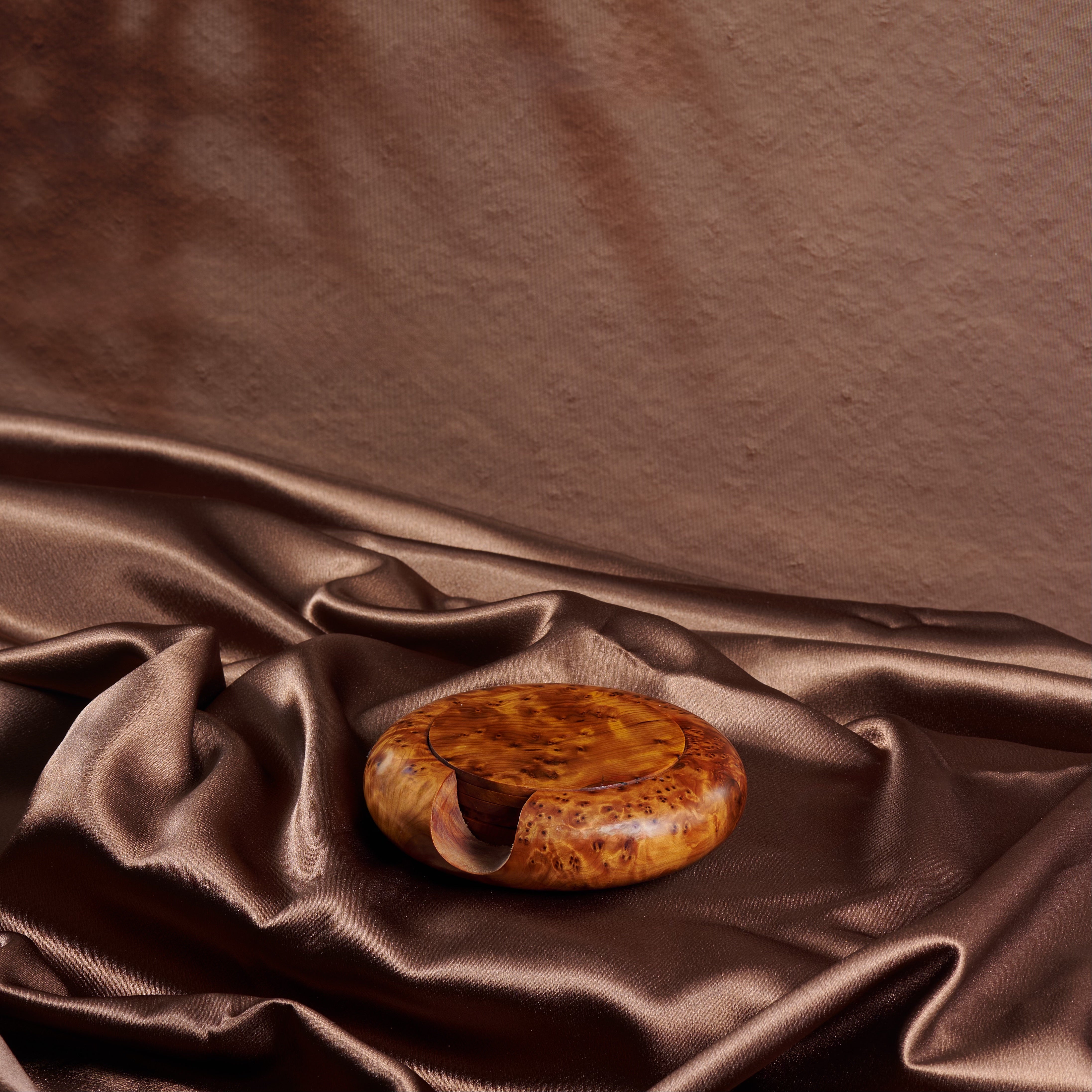 Set of 6 Handmade Thuya Wood Burl Coasters
