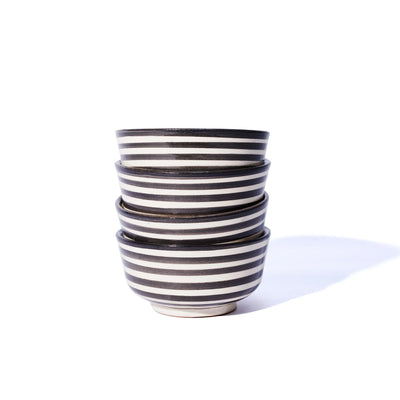Set of 4 Moroccan Striped Ceramic Soup Bowls