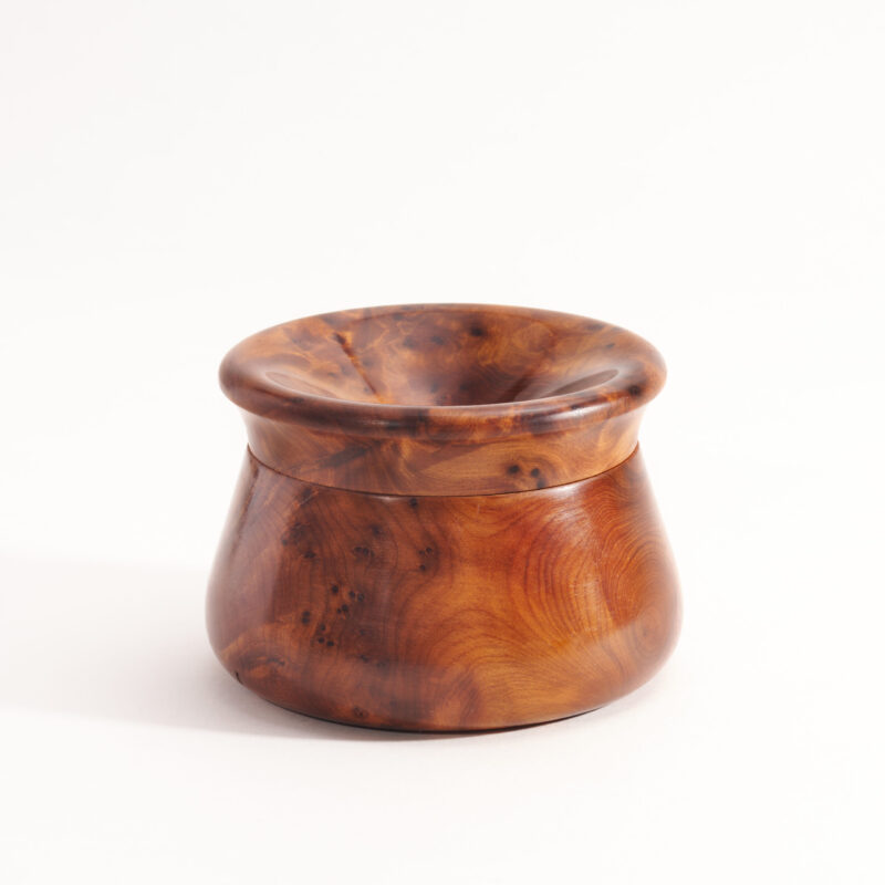 Thuya wood burl veneer carved ashtray with removable lid - decorative wooden burl ashtray