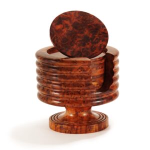 artisanal handmade thuya wood glass coasters