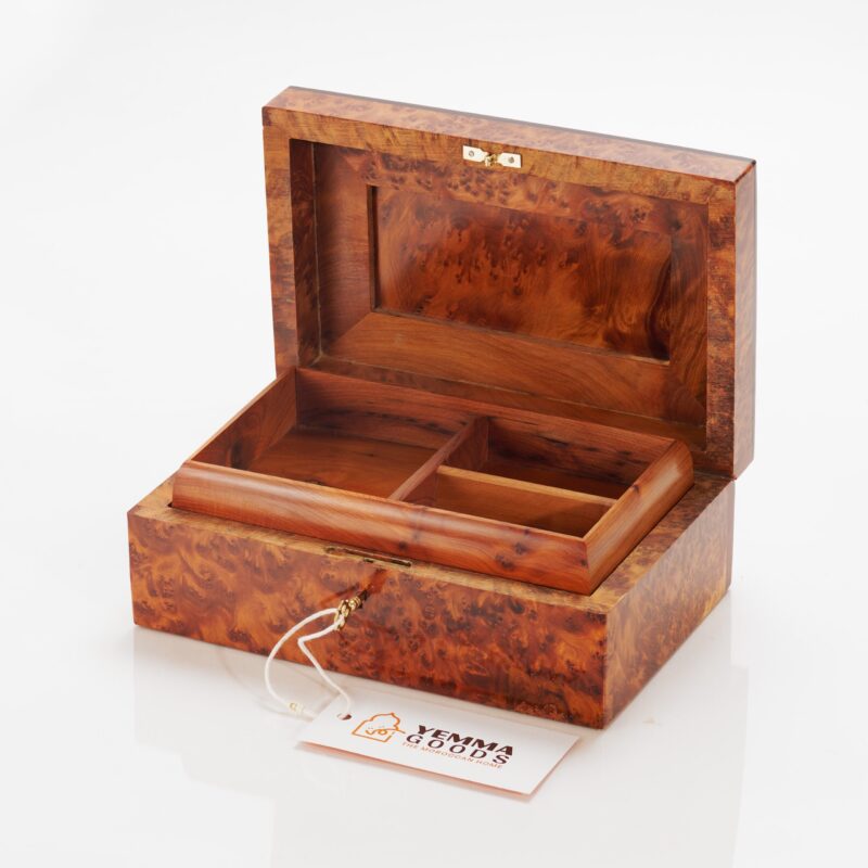 Thuya wood burl jewelry box TASA - handmade moroccan thuja keepsake box