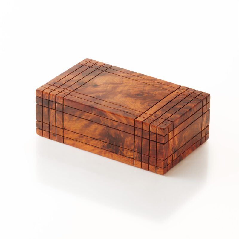 thuya wooden burl secret compartment box - moroccan handmade thuja wood puzzle box