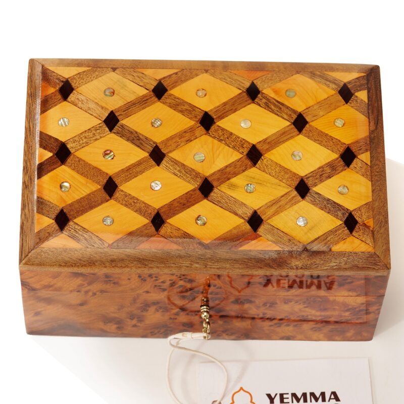 thuya wooden burl jewelry box AZA, lockable double storage levels box